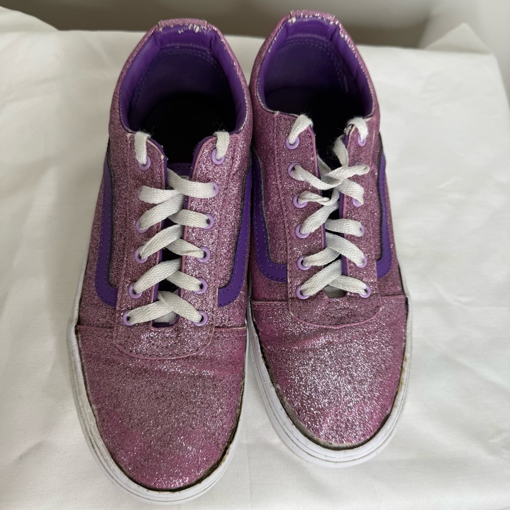 Vans Girl's/Kids size 5 Purple Glitter Sparkle Low Top Sneakers AS IS